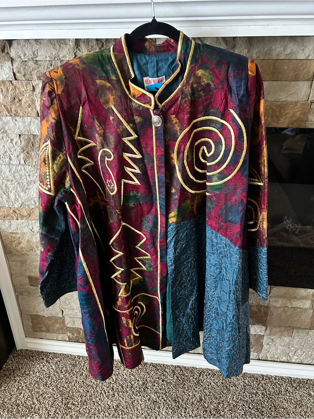 Artisan African Ghanaian Multicolor Embroidered Long Blazer - Women